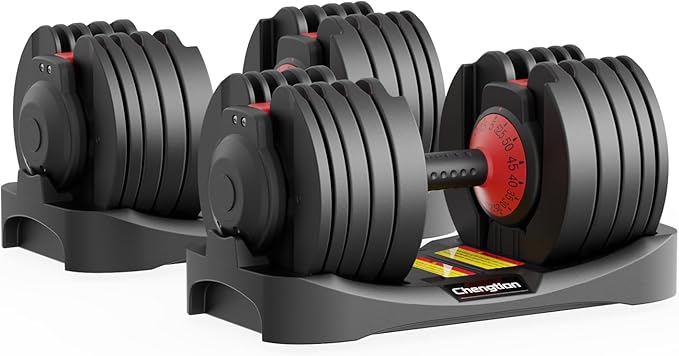 Adjustable Dumbbells 25/52.5 lbs, 9/15 in - Adjustable Weight Dumbbell Set for Full Body Exercise Training Fitness Workout in Home Gym