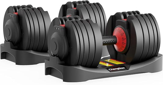 Adjustable Dumbbells 25/52.5 lbs, 9/15 in - Adjustable Weight Dumbbell Set for Full Body Exercise Training Fitness Workout in Home Gym