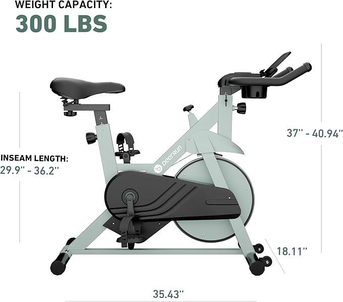 DeerRun Exercise Bike, Indoor Cycling Bike Brake Pad/Adjustable Magnetic Stationary Bike with App, Low Noise Workout Bike for Home Cardio 300lbs Weight Capacity with Pad Mount & LCD Monitor