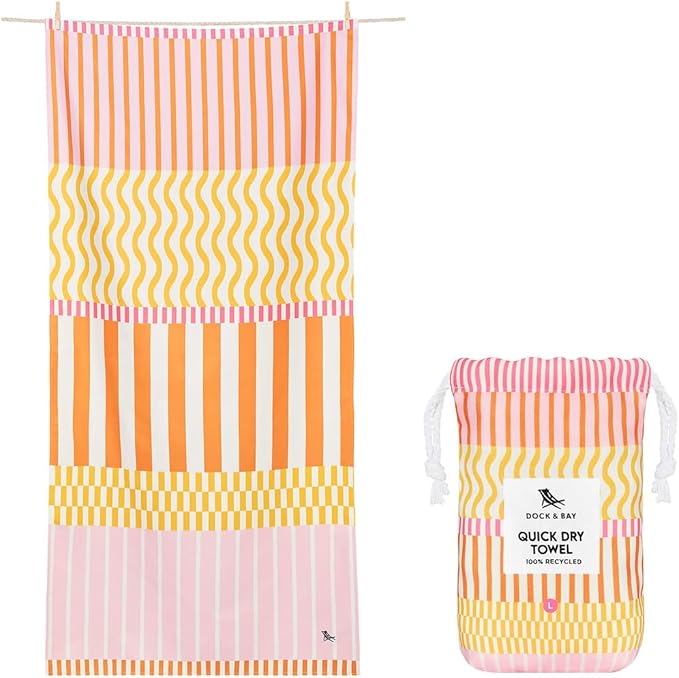 Dock & Bay Beach Towel - Quick Dry, Sand Free - Compact, Lightweight - 100% Recycled - Includes Bag - Sunset Boulevard - Set of 4 - Large (160x90cm, 63x35)