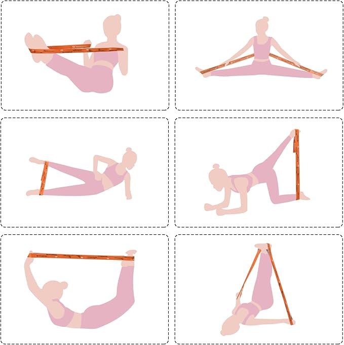 Yoga Strap for Stretching - 8 Loops Stretching Strap - Essential Yoga Accessories for Flexibility and Enhanced Stretching - Ideal Stretch Strap in Yoga and Pilates