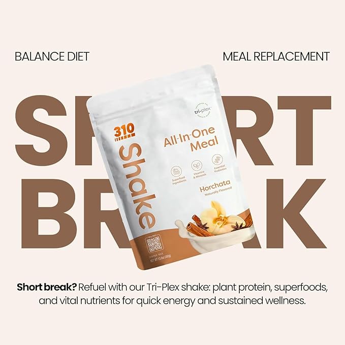 310 Nutrition All-In-One Meal Replacement Shake Powder - Plant-Based Protein Smoothie Blend w/High Fiber, Probiotics & Adaptogens - Low Carb, Vegan, Keto & Paleo Friendly - Horchata - 14 Srv