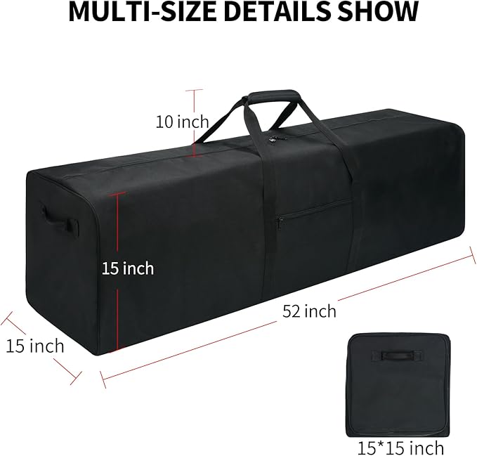 52 Inch Large Duffle Bag for Travel Camping Sport Equipment Storage Bag with 2-way Lockable Zippers (Black)