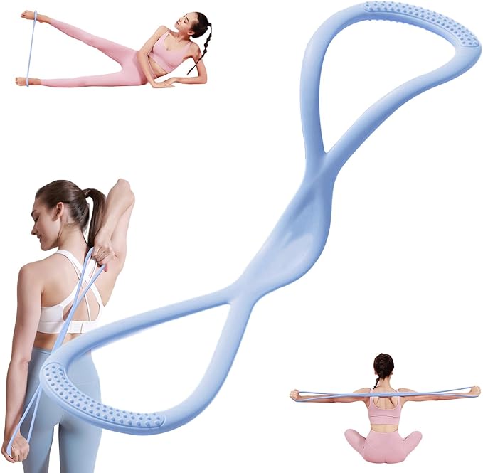 Resistance Bands, Figure 8 Exercise Bands for Women Men, Arm Back Elastic Rope for Glutes,Back,Fullbody Yoga Pulling Rope, Gift for Sports Lover/Beginner (25 lbs)