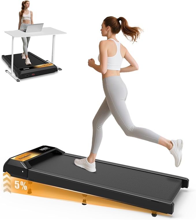 2.5HP Walking Treadmill Pad Incline, Under Desk Treadmill with Remote, 3 in 1 Low Noise Small Walking Mini Pad with Led Screen, Compact Treadmills for Home, 265lbs Capacity