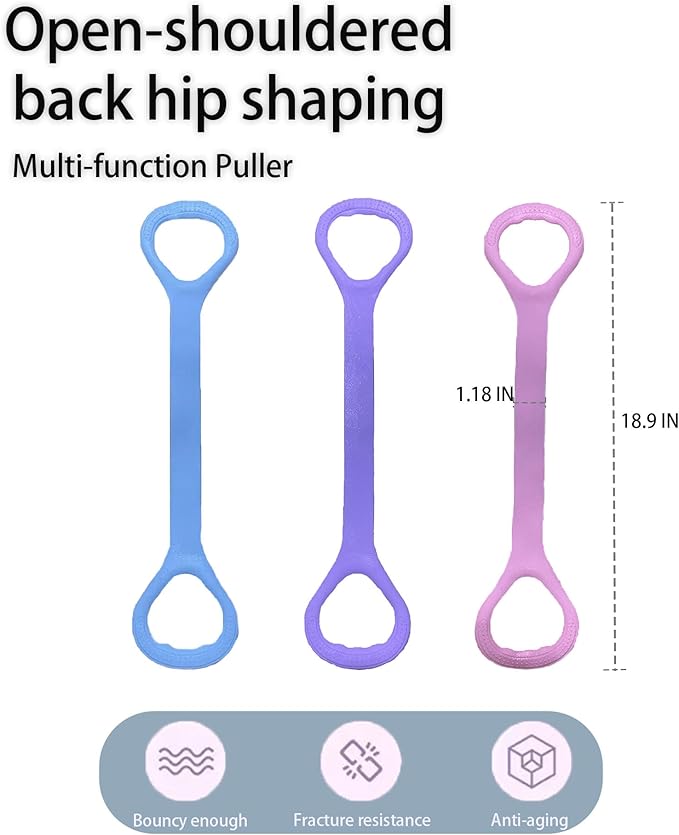 Figure 8 Fitness Resistance Band, Elastic Bands for Working Out,Arm,Back Training Elastic Ropes, Exercise Equipment for Yoga, Pilates,Physical Therapy,Stretching(3 Pack)