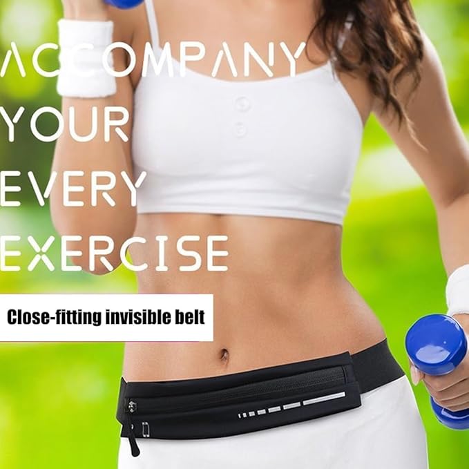 2 Pack Running Belt Slim Pack for Women Men, Phone Holder Runners Pouch Waist Belt for Workout Jogging, Money Belt Running Gift Gear Accessories, Black, One Size, Fashion (Black)