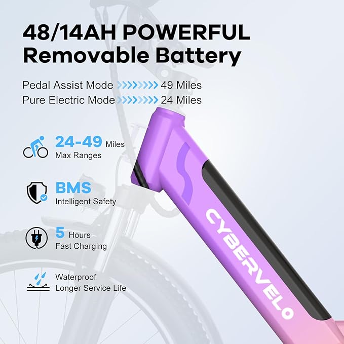 1000 Peak Electric Bike for Adults,up 80 Miles Removable Battery Ebike, 26" Electric E Bike with 7-Speed,Adult Electric Bicycles for Commute Beach Snow Womens All Terrain