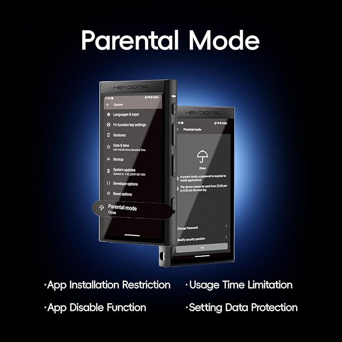 HiBy Digital M300 Android MP3 Player with Bluetooth and WiFi Streaming Player Android 13 Snapdragon 665 HiFi Audio (PCM/DSD) FM Radio Speaker Touchscreen 32GB + 2TB Expandable Storage