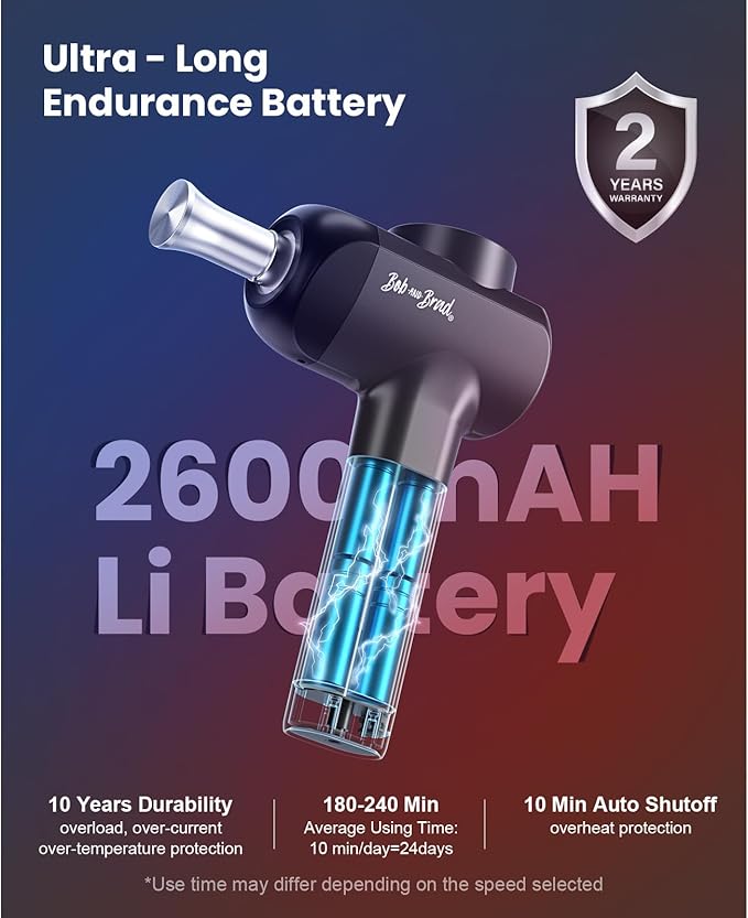 BOB AND BRAD X6 Pro Max Massage Gun with Heat-Cold and Metal Head Therapy, Percussion Deep Tissue Massager Gun for Athletes, Electric Muscle Massage Gun with 6 Replacements