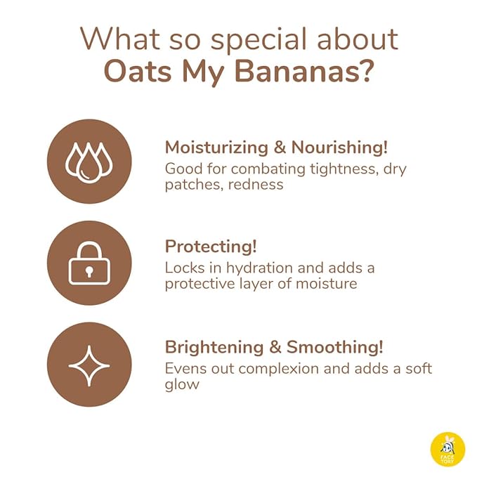FACETORY K Beauty Face Mask Skin Care - OATS MY BANANAS CALMING Sheet Mask with Oat Extract | Milky Essence Soothes & Moisturizes (5 Pack)