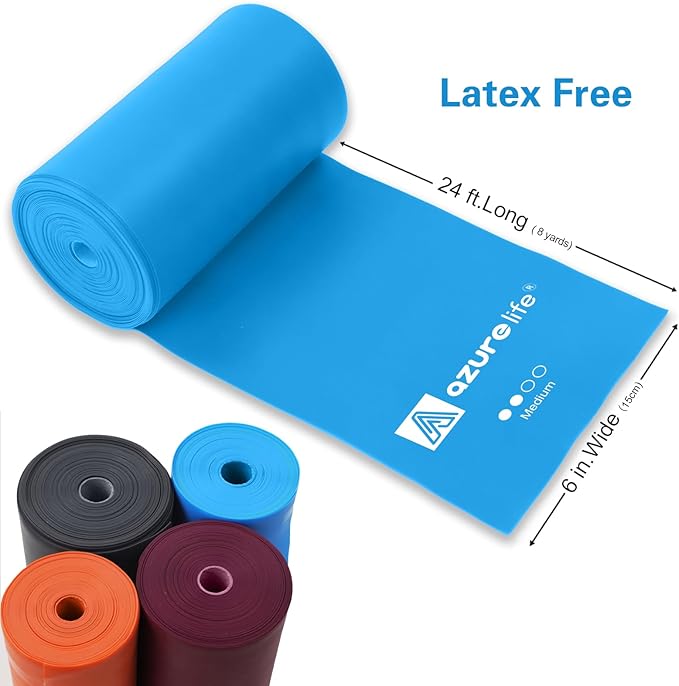 Professional 8 Yards Bulk Resistance Bands Rolls or 5,6,7 ft. Long Non-Latex Elastic Exercise Bands, Stretch Bands for PT, Yoga, Pilates, Rehab, at-Home or The Gym Workouts