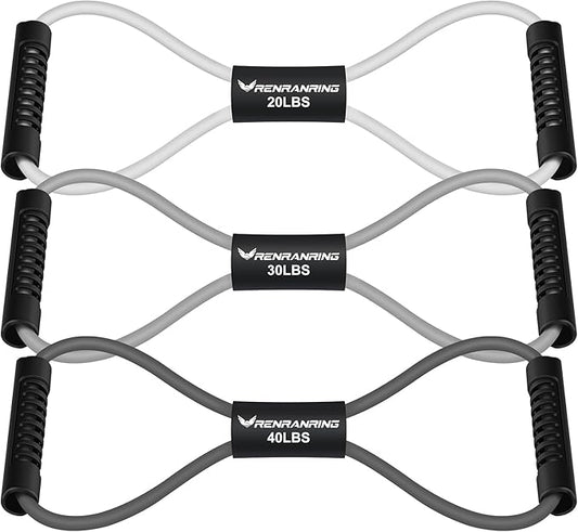 Figure 8 Fitness Resistance Bands with Handles - Exercise Tube Band Set of 3 for Arm and Shoulder Stretch, Rope 8 Word Elastic for Women and Men