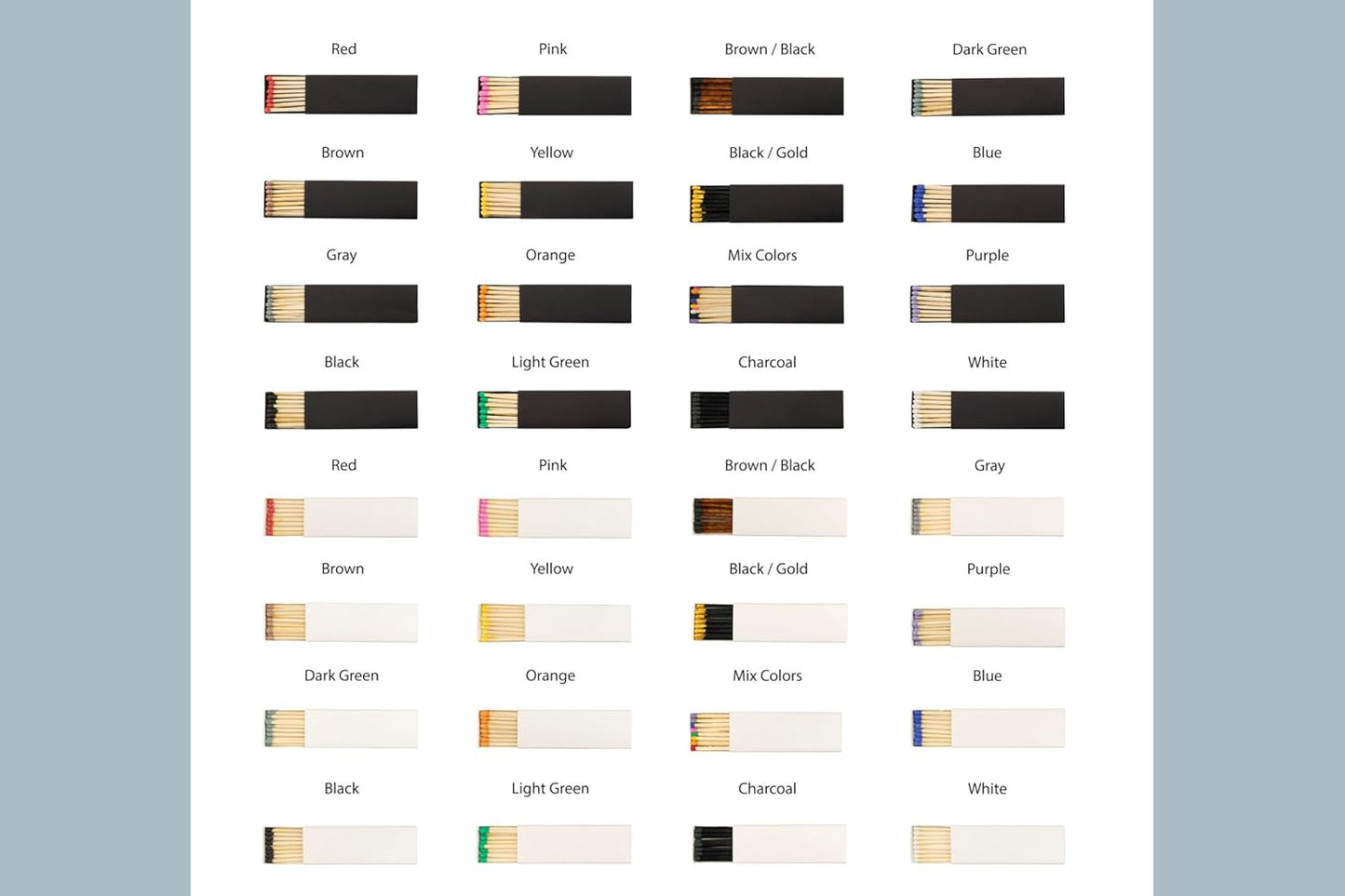 10 Boxes - Customized Matchboxes Colorful Tips (Wedding Design #5, 4" Matchboxes) (4" Matchsticks, Wedding Design #5)