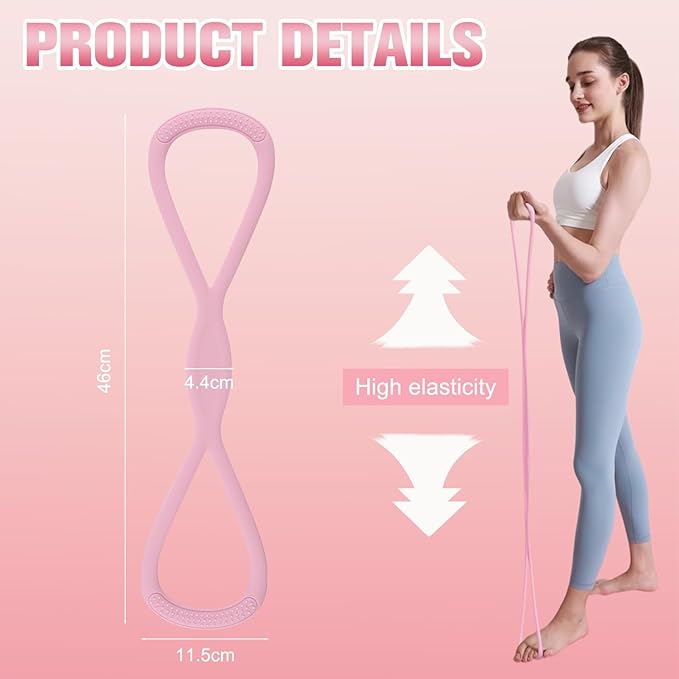 Resistance Bands, Figure 8 Exercise Bands for Women Men, Arm Back Elastic Rope for Glutes,Back,Fullbody Yoga Pulling Rope, Gift for Sports Lover/Beginner (25 lbs)