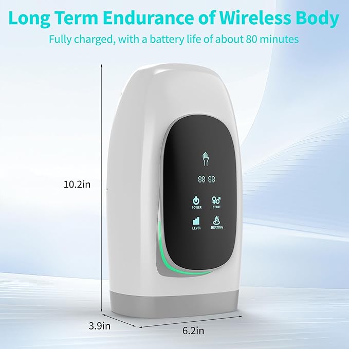 Hand Massager, Cordless Hand Massager with Heat and Compression for Arthritis and Carpal Tunnel, 3 Modes, 5 Intensity Levels, 15-Minute Timer