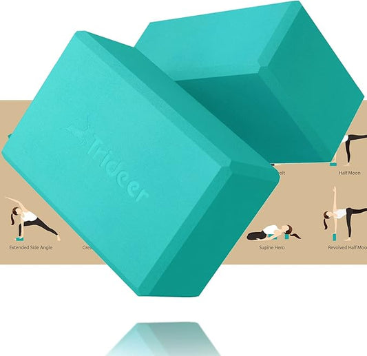 Trideer 9"x6"x3" Yoga Blocks, High Density EVA Foam Blocks 2 Pack, Supportive, Lightweight & Odor Resistant, Yoga Essentials and Accessories for Yogi & Yogini