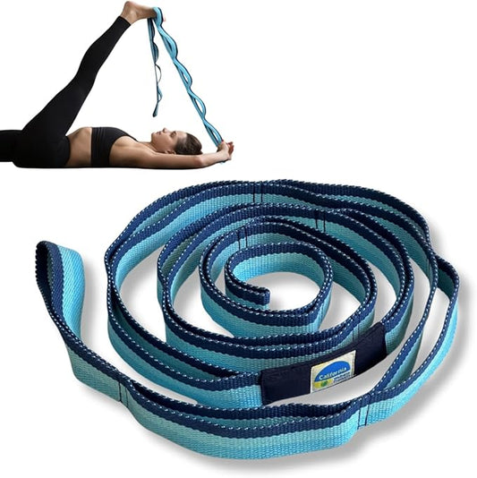 California Yoga Strap | Yoga Belt with Loops | 12 Multi Loop & Non-Elastic | Stretching Strap | Gym Workout & Exercise Bands | Physical Therapy | Improves Sitting Posture for Women & Men