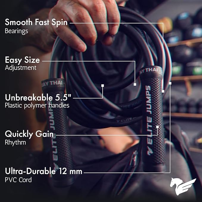 Muay Thai 3.0 Weighted Jump Rope for Men & Women - Professionally Designed for High-Intensity Training | MMA & Fitness - Full Body Workout Weighted Rope