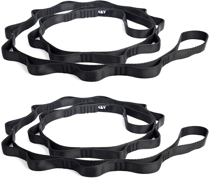 2PCS 5.9ft Long Nylon Daisy Chain Straps for Aerial Yoga Hammock Swing Adjustable Aerial Silk Extender Hanging Rope for Aerial Yoga Belts 180cm