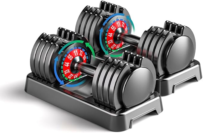 25/55lbs Adjustable Dumbbells Set, Dumbbells with Anti-Slip Metal Handle for Exercise & Fitness Fast Adjust Weight for Full Body Workout Fitness