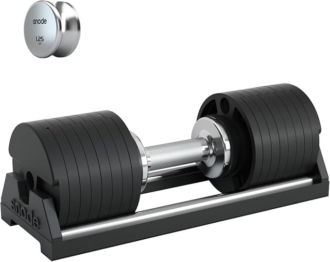 SNODE AD80 Drop Proof 80 lbs Adjustable Dumbbell Set -Adjustable Weights with Cast Iron Plates and Cradle, Knurled Handle, Fast Adjust, Compact Home Gym Equipment for Bench & Press