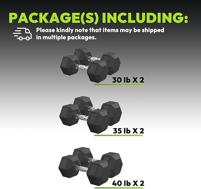 Hex Dumbbell Set, 30-480 lb Set Rubber Encased Exercise & Fitness Dumbbells, Weights Dumbbells Set, Hand Weight for Strength Training