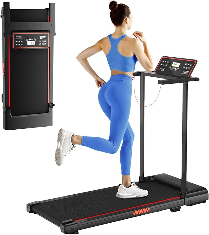 Treadmill with Handle, Treadmills for Home Samll Space, 3.0HP Portable Walking Pad with Handle, Walking Pad Treadmill with 320 LBS Capacity, Electric Compact Treadmills, Lightweight Walking Pad