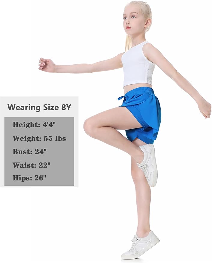 EXARUS Girls Butterfly Shorts Flowy Dance Skirt Cheer Skorts Athletic Tween Clothes Teen Preppy Outfits Flutter Kids