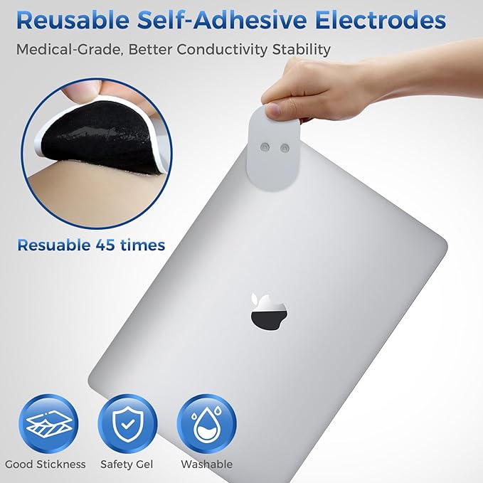 KingPavonini Wireless TENS Unit, Muscle Stimulator for Pain Relief, Portable Rechargable TENS EMS Machine, LED Screen, Remote, Dual Channel 6 Modes 16 Intensity Massager, Charging Case (4 Pads)