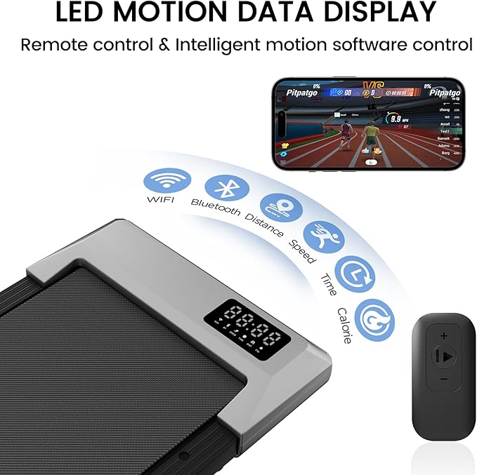 SupeRun Walking Pad, Under Desk Treadmill, 3 in 1 Portable Treadmill with Remote Control LED Display, 2.5 HP Quiet Walking Jogging Machine for Office Home Use, 300 Lbs Capacity