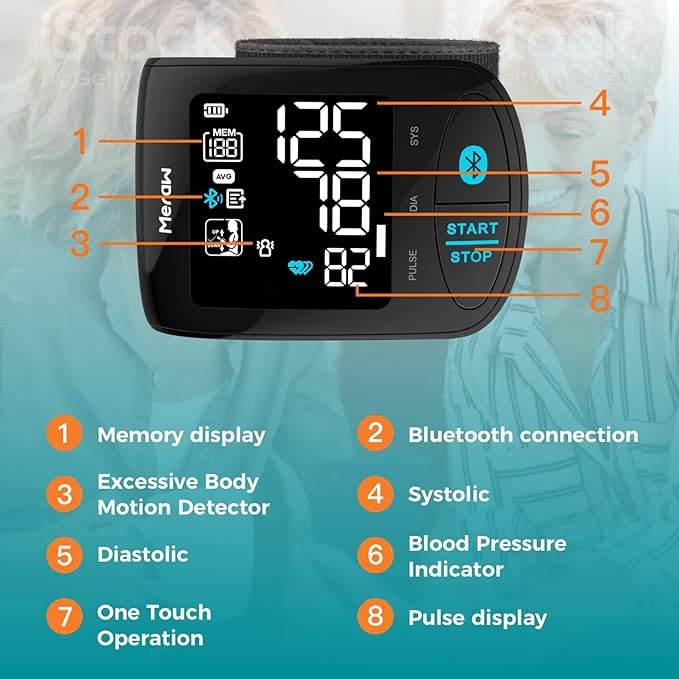 Blood Pressure Monitor Adult Cuff, Blood Pressure Cuff Monitor Wrist, Blood Pressure Machine Home Use 5.3-8.5" Irregular Heartbeat Monitoring APP Automatic Bluetooth High Accuracy Aspen Black