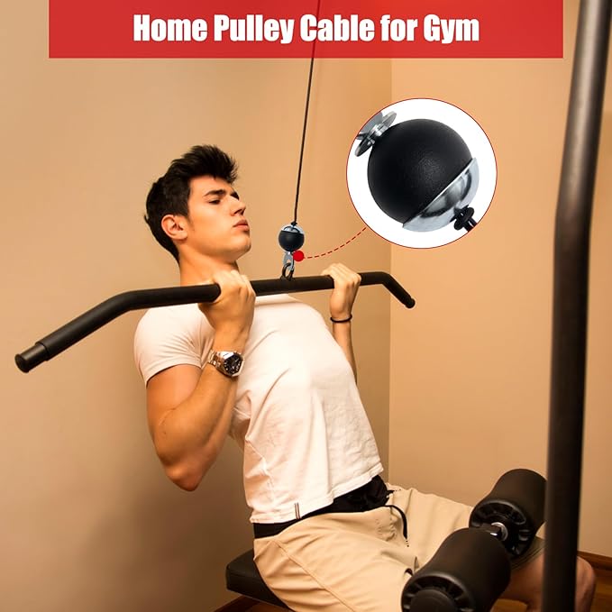 196In Home Gym Replacement Cable, Fix Fitness Pulley Cable with 2 Gravity Ball 5mm Gym Pulley Rope for Exercise Machine