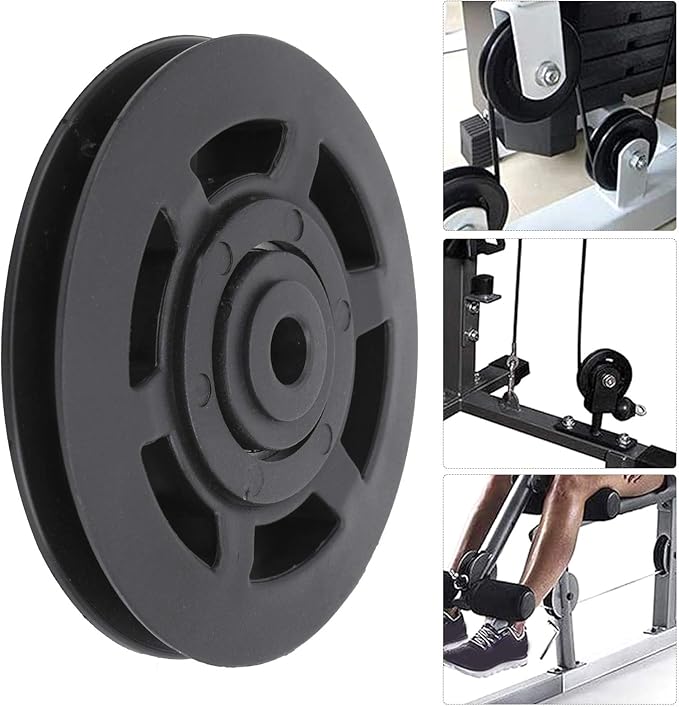 10 Pcs 95mm Universal Nylon Bearing Pulley Wheel Replacement Black for Gym Fitness Equipment Combination Fitness Products