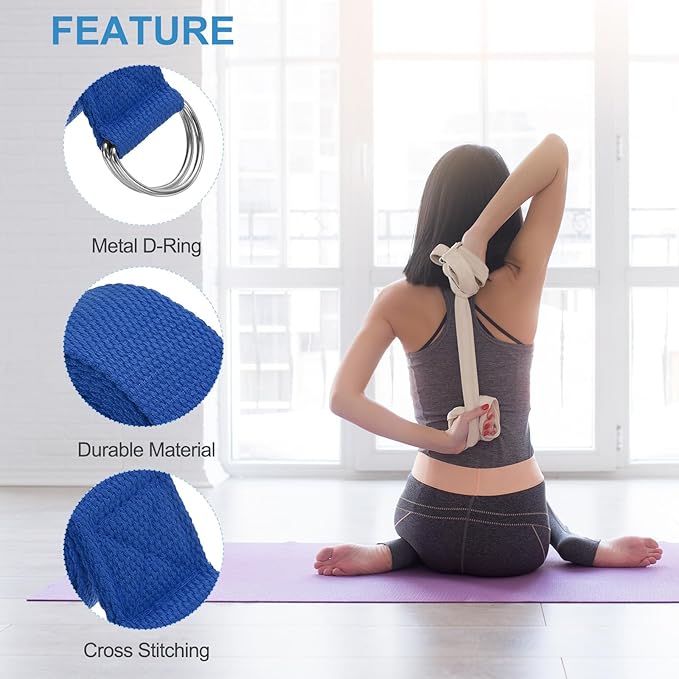 PATIKIL Yoga Strap for Stretching, Cotton Yoga Belt with Adjustable Metal D-Ring Buckle Stretch Band for Fitness Pilates