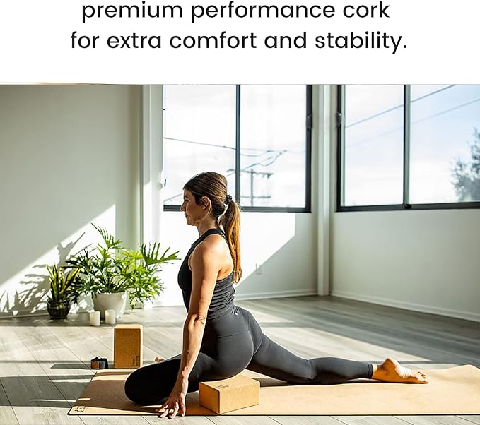 Premium Cork Yoga Blocks - Extra Large Yoga Block 2-Pack or Extra Tall 1-Pack for Inflexible Yogis | Natural, High-Density Cork for Superior Support & Stability | Optional Yoga Strap & Gift Box