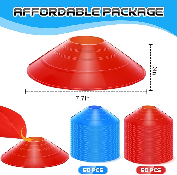 100 Pcs Soccer Training Cones Kit Field Pro