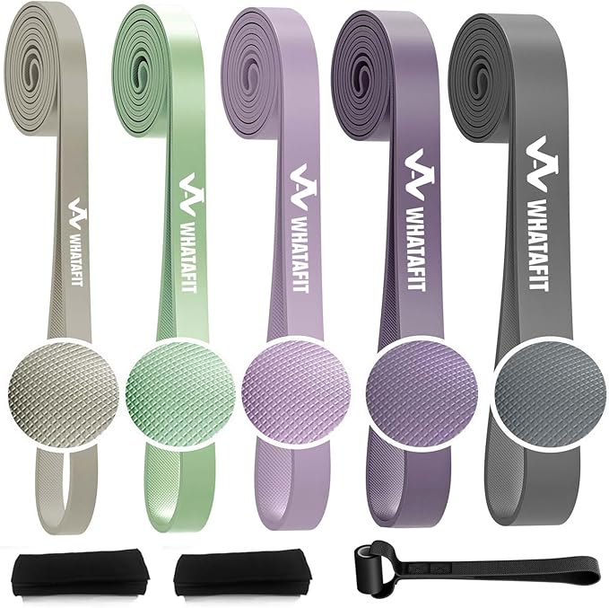 WHATAFIT Resistance Bands, Pull Up Assistance Bands, Exercise Bands, Workout Bands Set for Men and Women Home Fitness, Body Stretching, Strength Training, Physical Therapy