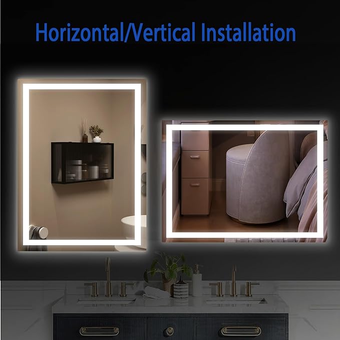 Led Mirror for Bathroom 36X24 inch Vanity Mirror 6000K Super
