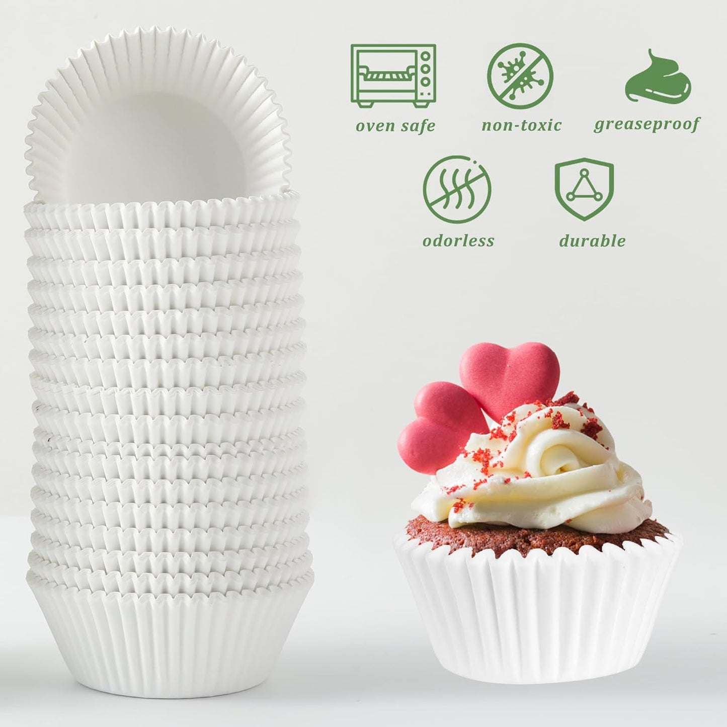 1.4 inch 1000-Count Mini Cupcake Liners Bright Colorful Muffin Baking Cups, Odorless,Baking Paper Cups for Baking Candy Cooking,Upgraded & Food Grade Grease-Proof Paper (White, 1.4 Inch)