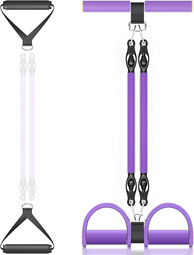 Multifunction Tension Rope, 2 Tubes Stretch Yoga Pedal Tension Strap, Adjustable Resistance, Tension Rope Fitness Equipment