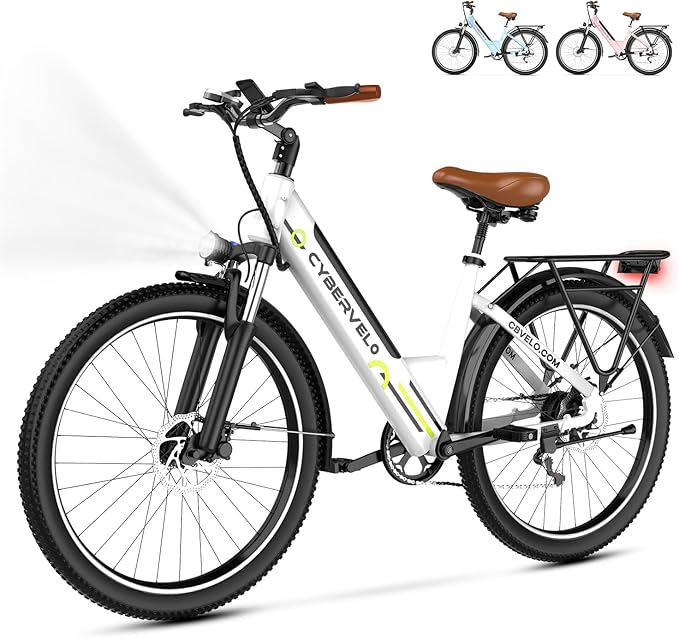 1000 Peak Electric Bike for Adults,up 80 Miles Removable Battery Ebike, 26" Electric E Bike with 7-Speed,Adult Electric Bicycles for Commute Beach Snow Womens All Terrain