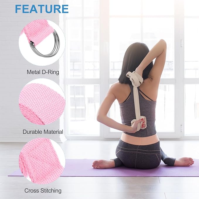 PATIKIL Yoga Strap for Stretching Cotton Yoga Belt with Adjustable Metal D-Ring Buckle Stretch Band for Fitness Pilates
