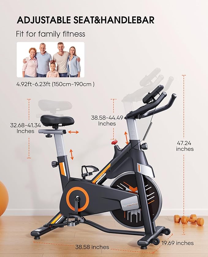 Stationary Exercise Bikes,Magnetic Resistance,Quiet Belt Drive Indoor Stable Cycling Bike 330LBs for Home, Monitor & Phone Mount & Comfortable Seat