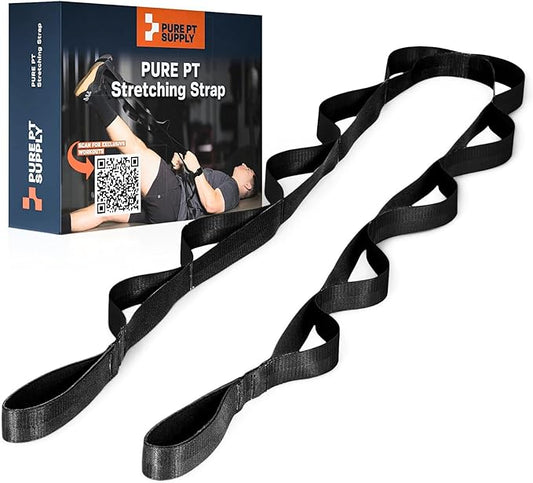 Pure PT Stretching Strap – Physical Therapist-Approved yoga straps for stretching | Premium Stretch Strap with 10 Loops for Yoga, Rehab, Injury Recovery & Flexibility, Expert Workouts Included