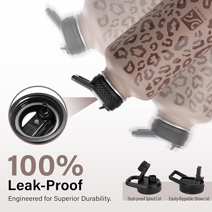 Insulated Water Bottle | Thickened Stainless Steel Vacuum Metal | Portable Sports Half Gallon Large Water Jug for Gym and Hiking with Straw, Carrier Bag, Handle Strap | BPA-Free 64 oz