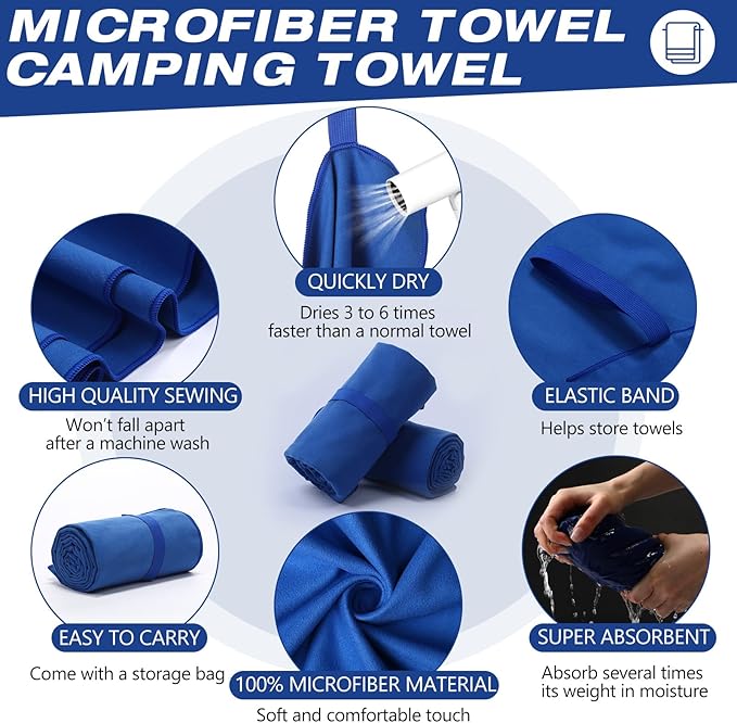 2 Pack Microfiber Beach Towel Large Travel Towel 60 x 30 Inch