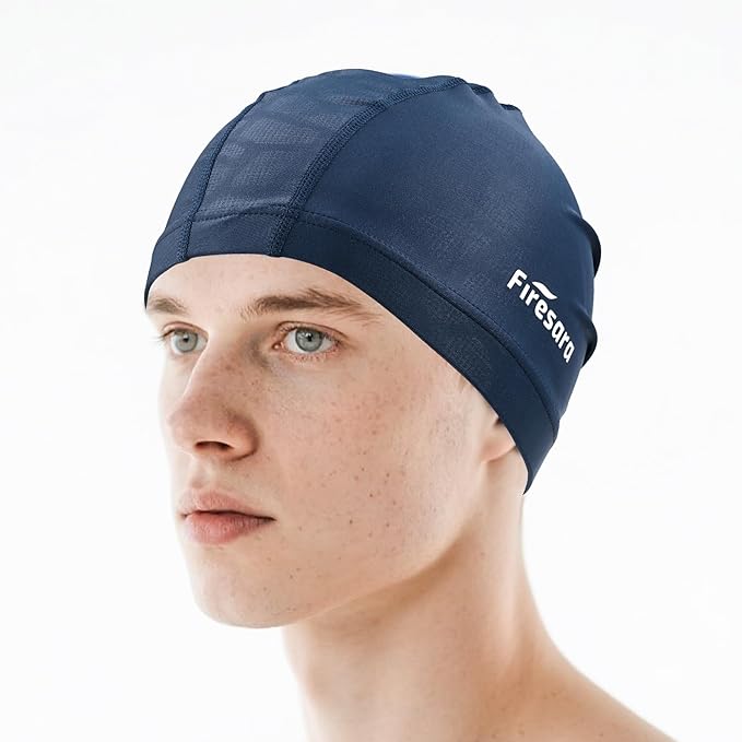 Firesara Fabric Swim Cap, High Elasticity Swimming Cap Keeps Hair Clean Breathable Fit Both Long Hair Short Hair, Swim Caps Woman Girls Men Kids One Size Hat