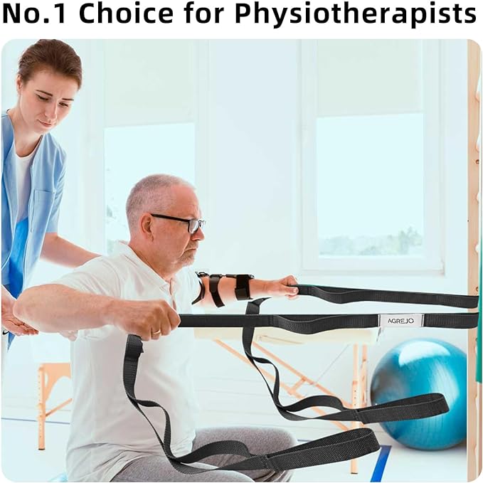 Stretching Strap Yoga Strap Physical Therapy for Home Workout, 10 Loops Non-Elastic Stretch Band for Pilates, Flexibility, Exercise and Gymnastics