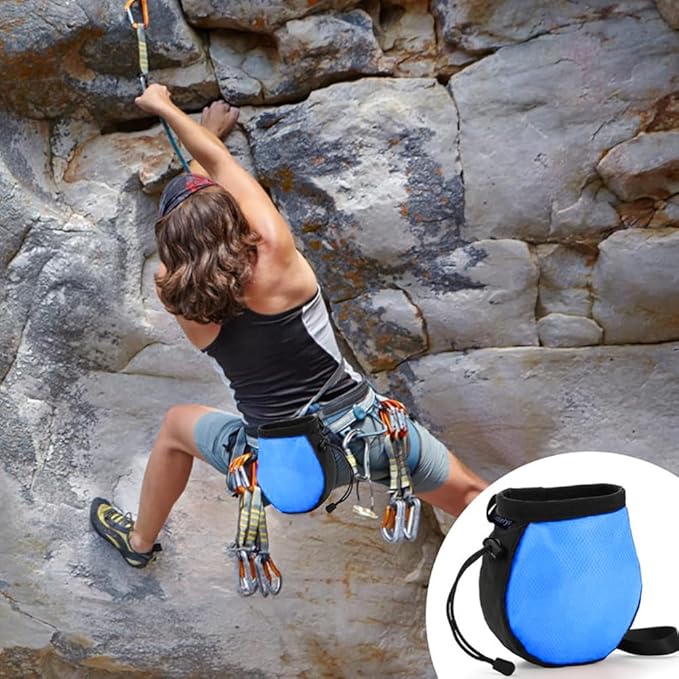Climbing Chalk Bag - Adjustable Black Chalk Bag for Rock Climbing Equipment